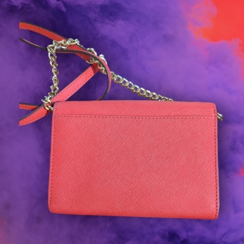 🌺 Michael Michael Kors Coral Wallet on Chain Crossbody EUC - Picture 5 of 11